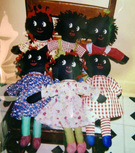 black fabric dolls